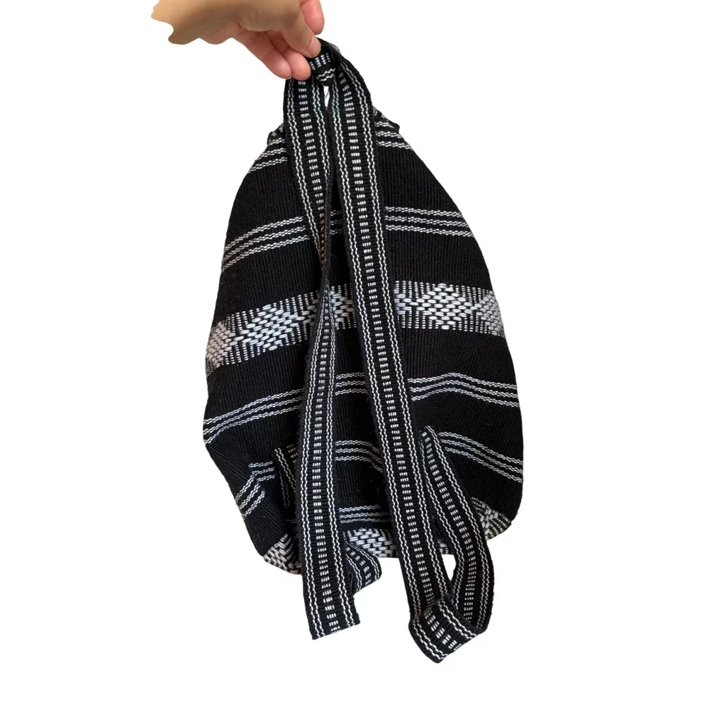 Pinzon Black White Woven Baja Stripe Backpack‎ Bohemian DO NOT Buy